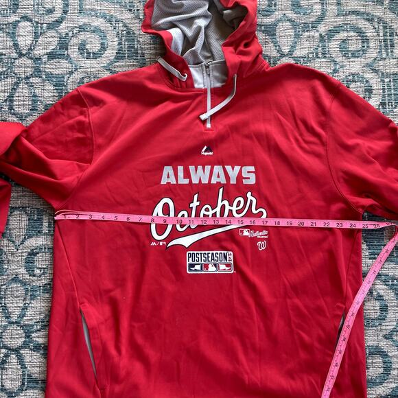 Majestic Washington Nationals Always October Postseason Hoodie Red - Size XL - Picture 6 of 7